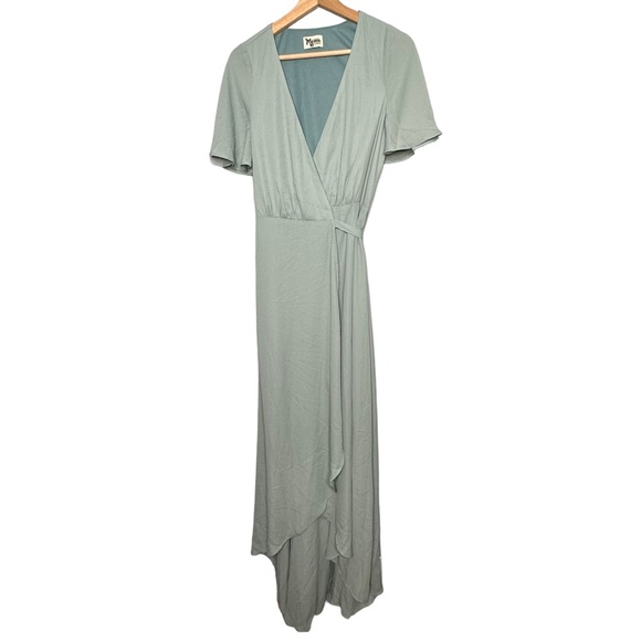 Show Me Your Mumu Sophia Ruffle Maxi Dress Silver Sage Crisp NEW - Picture 3 of 8